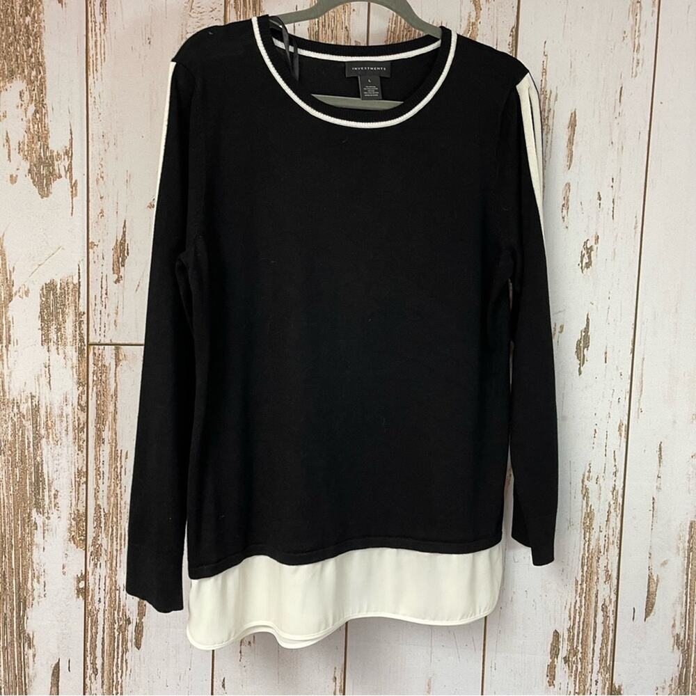 Investments, Long Sleeve Cold Shoulder Blouse. Size Large. Excellent condition!